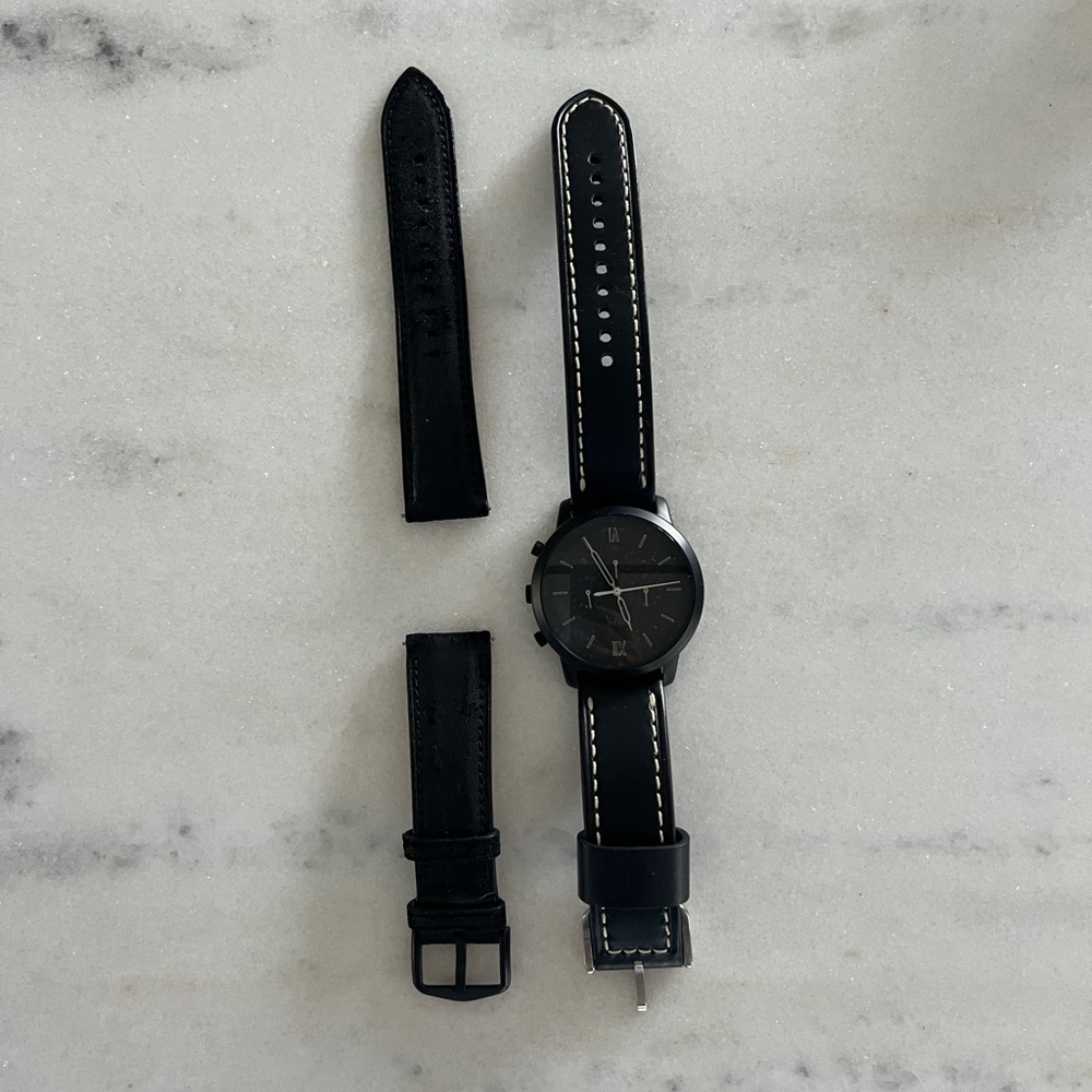 Fossil Black Leather Strap Watch